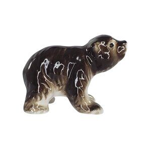 Bone China Japan Bear Miniature Figurine Tiny Collectible Brown Wildlife Critter